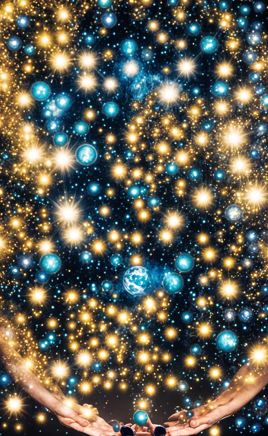 Cosmic Hands Gently Holding the Earth