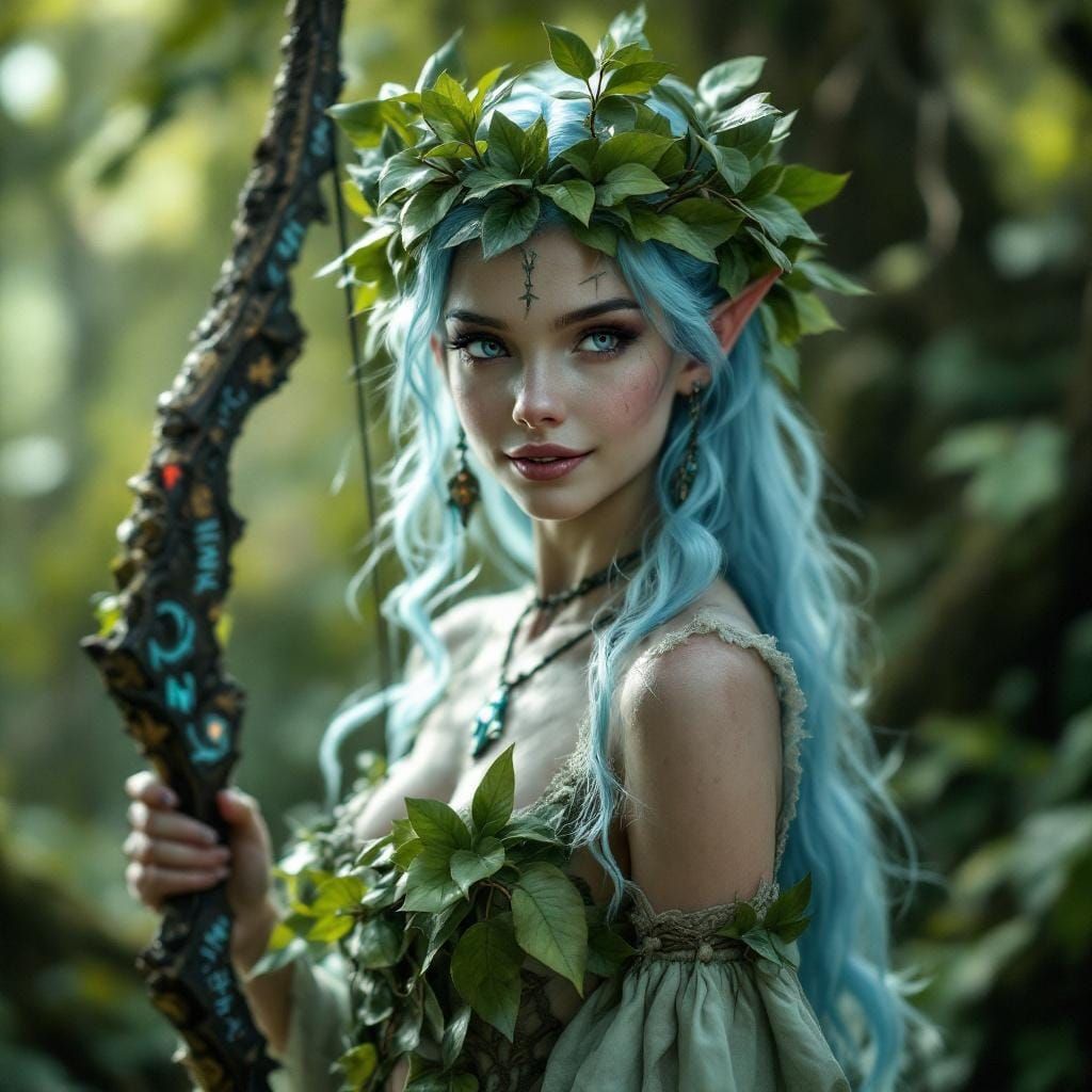 Eladrin Druid with Arcane Bow, Digital Art