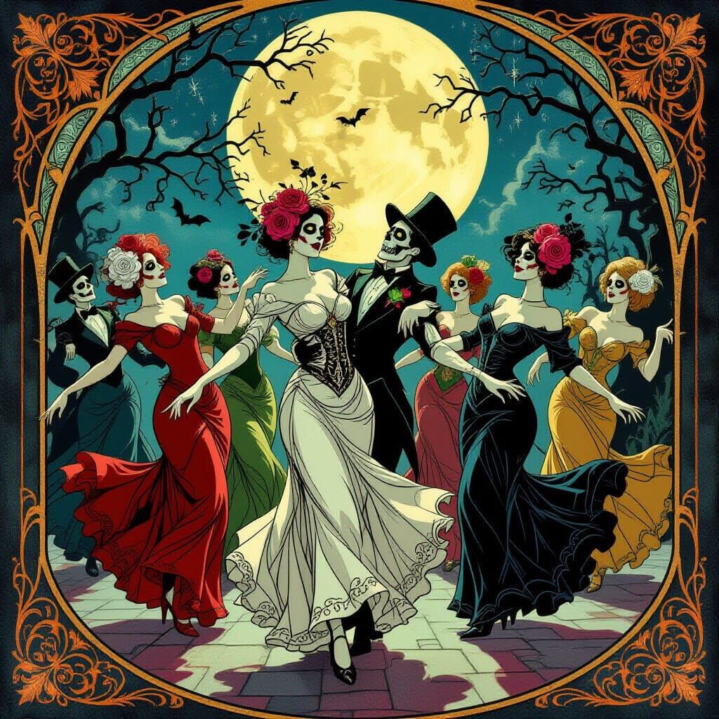Undead Dancers in Gothic Art Nouveau Style