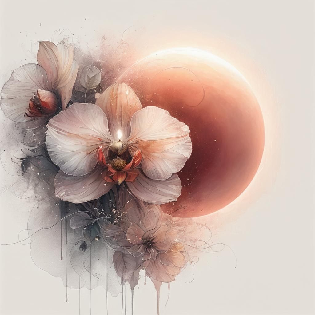 Dreamlike Moonlit Garden with Girl, Oil Painting