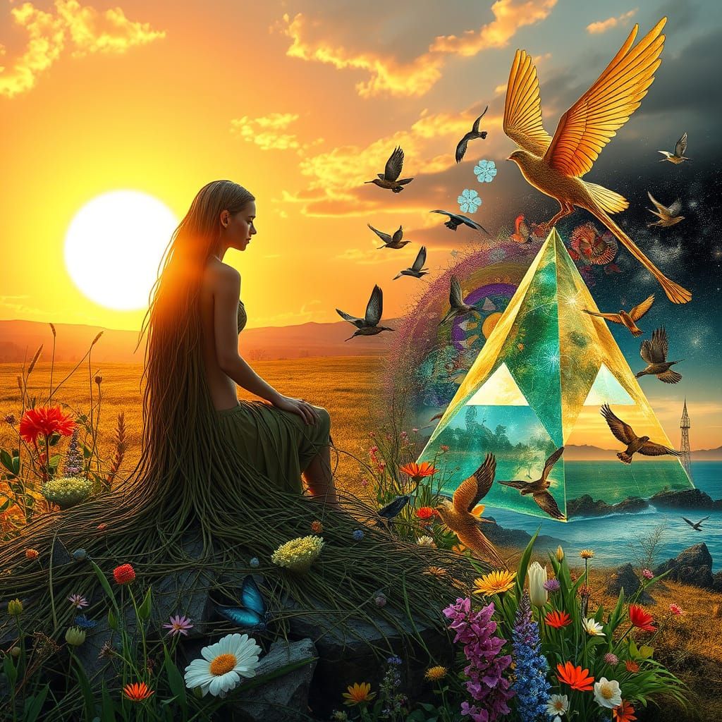 Ephemeral Land Art: Woman and Nature Sculpture