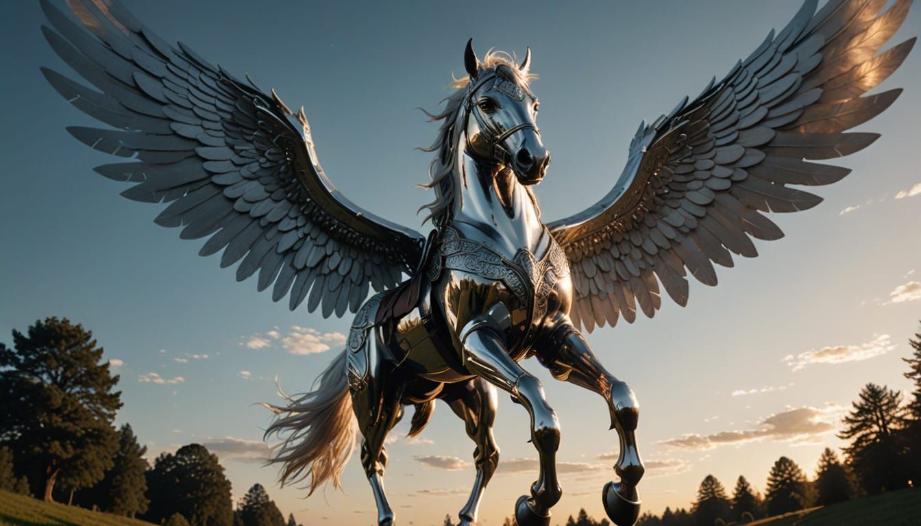 Majestic Chrome Pegasus Fairy Norse God