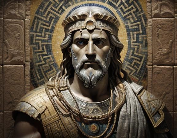 Detailed Roman Mosaic of Zeus