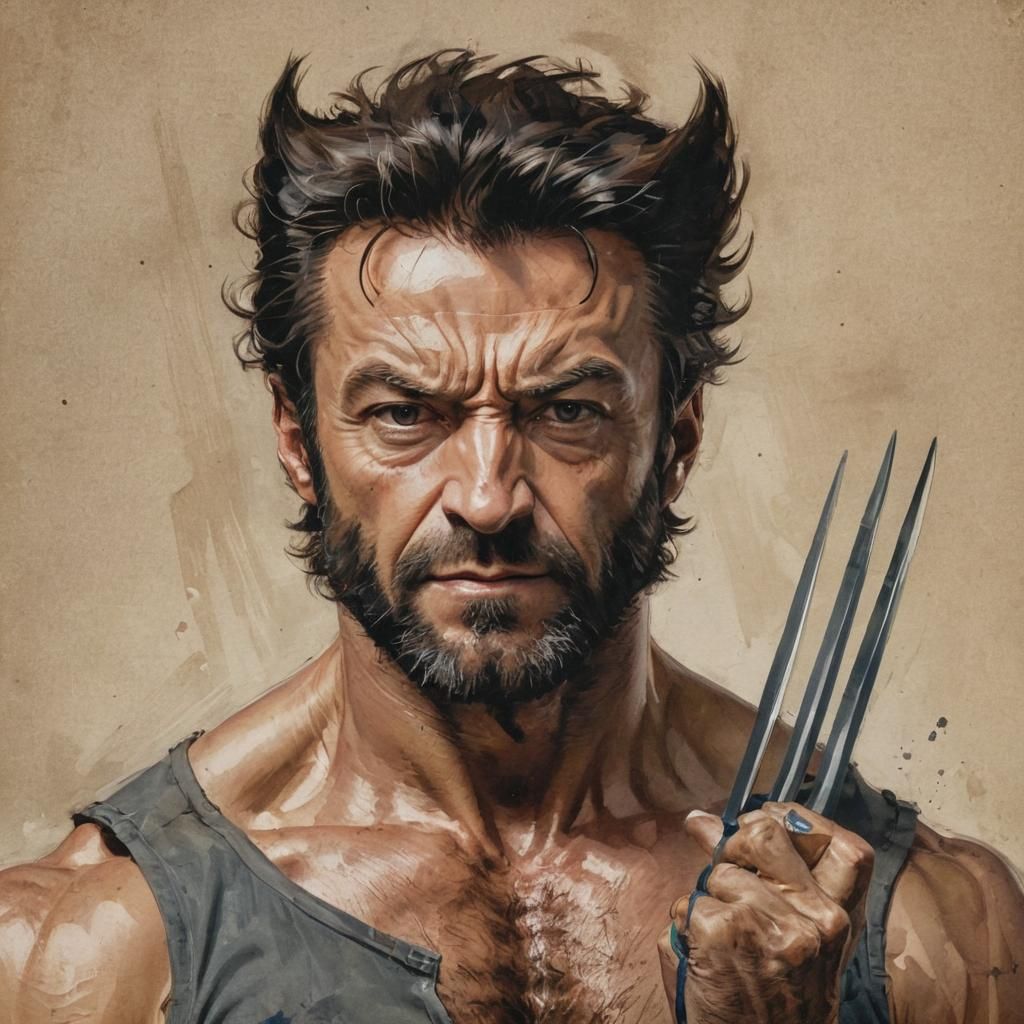 Wolverine Self-Portrait in Comic Book Style