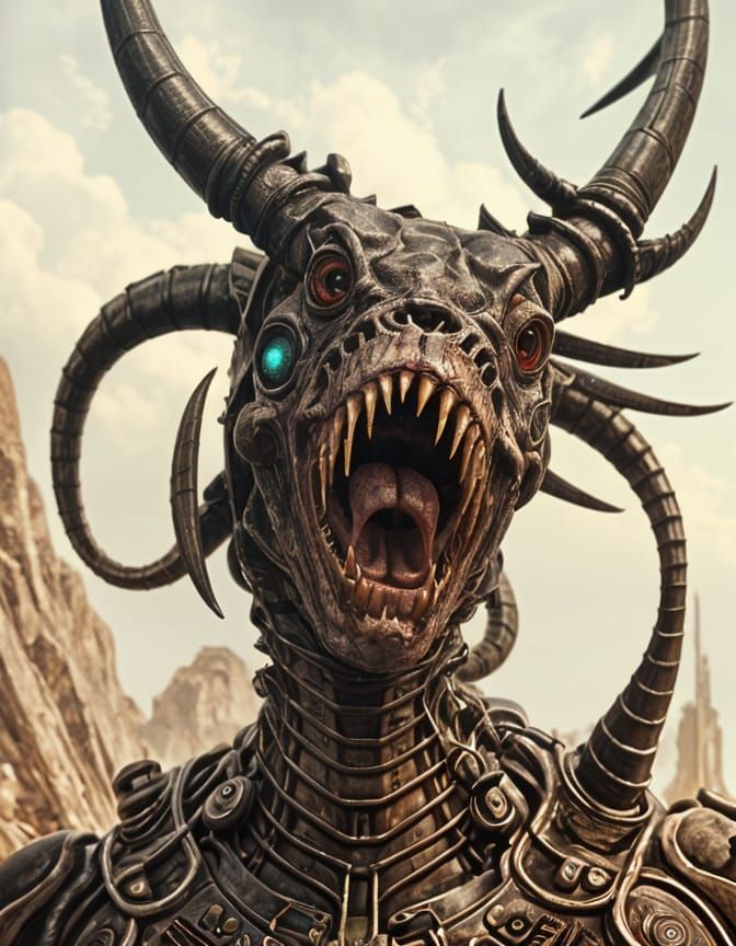 Detailed Deathclaw Ink Painting Inspired by Fallout