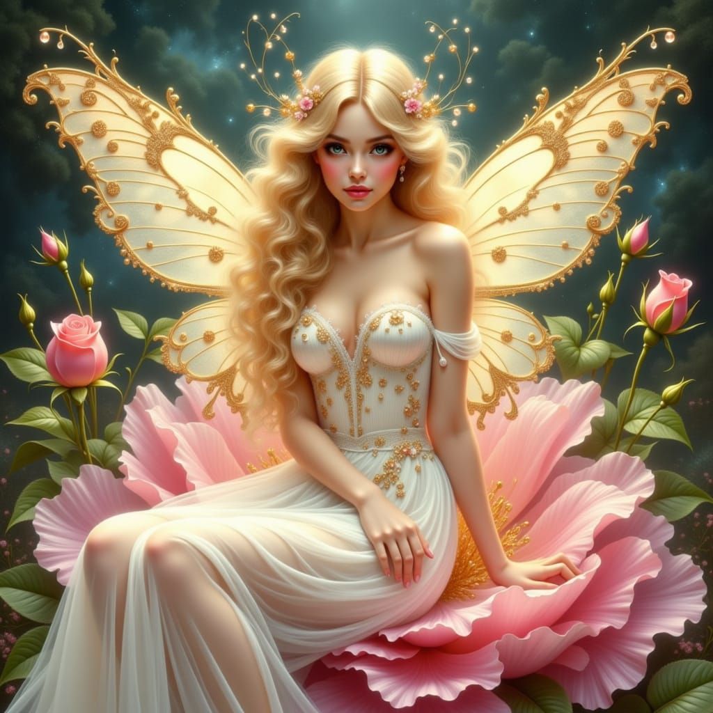 Enchanted Fae Maiden in Soft Pre-Raphaelite Style