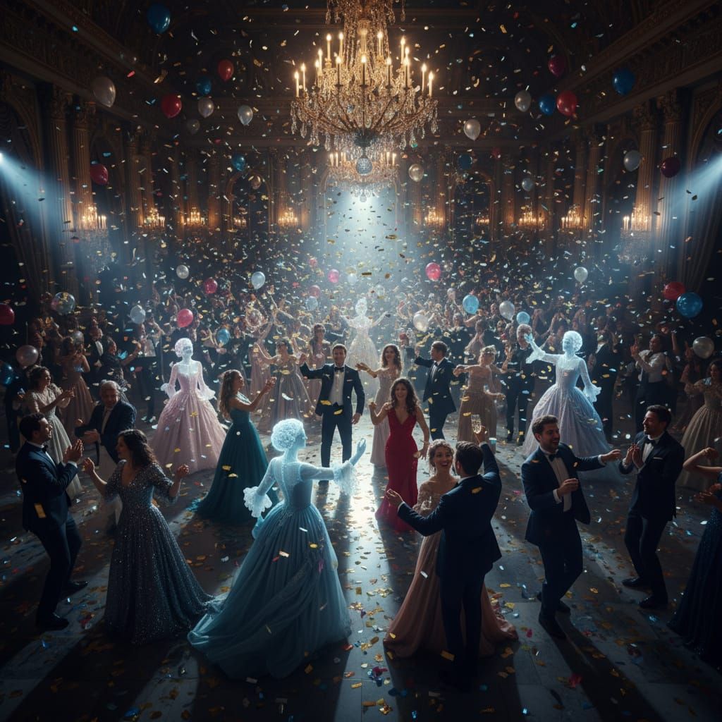 New Year's Eve Ball: Living and Ghosts Celebrate Midnight