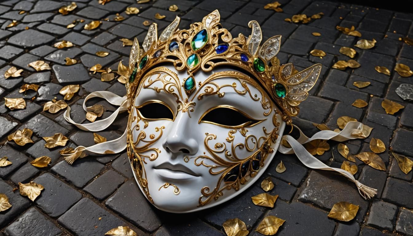 Venetian Mask in Stained Glass Style