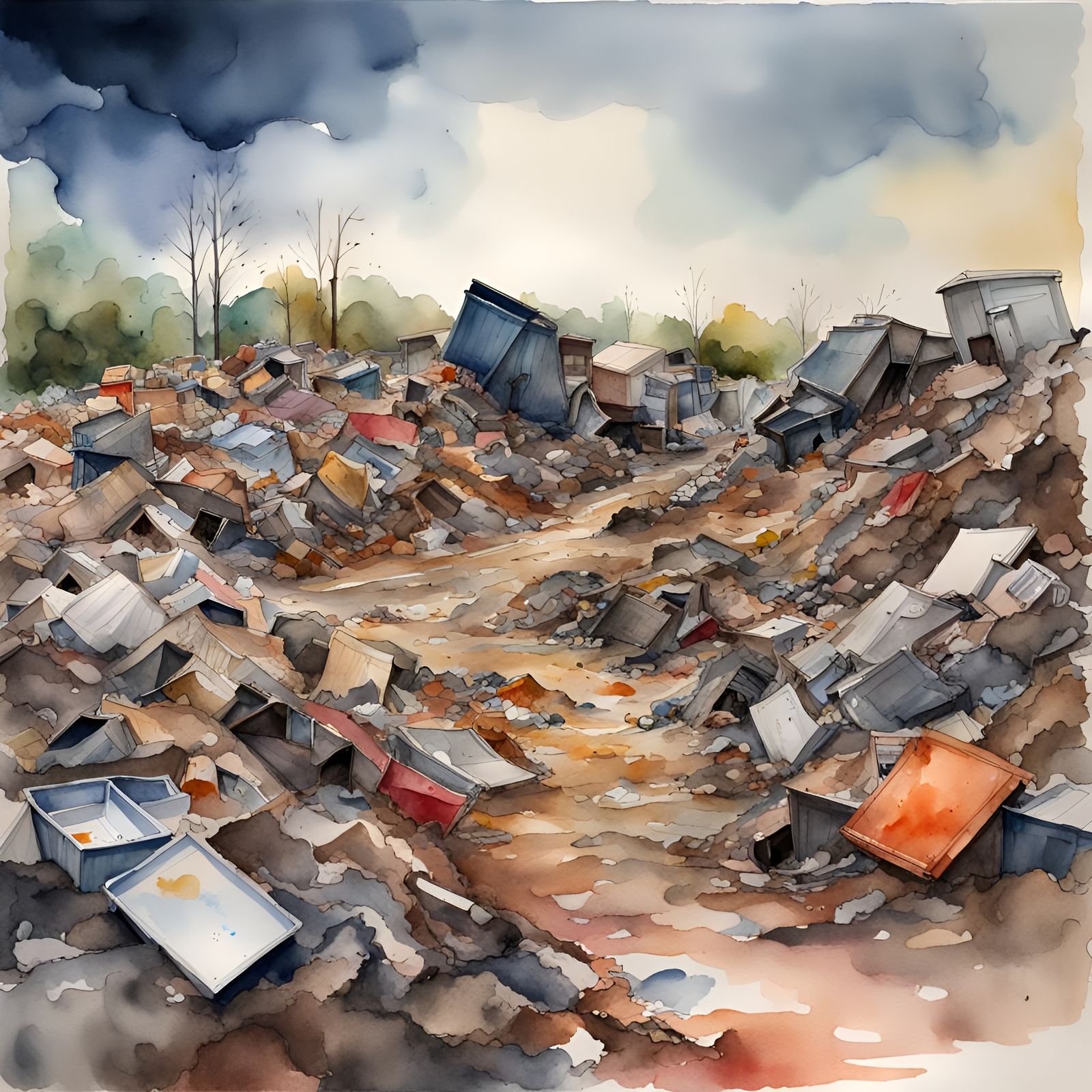 Landfill Site (watercolor) - finding beauty in unexpected places