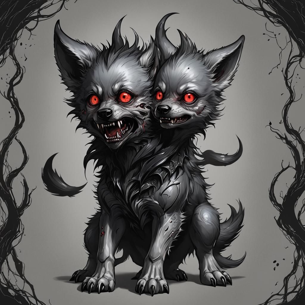 Demonic Alien Wolf Cub Illustration