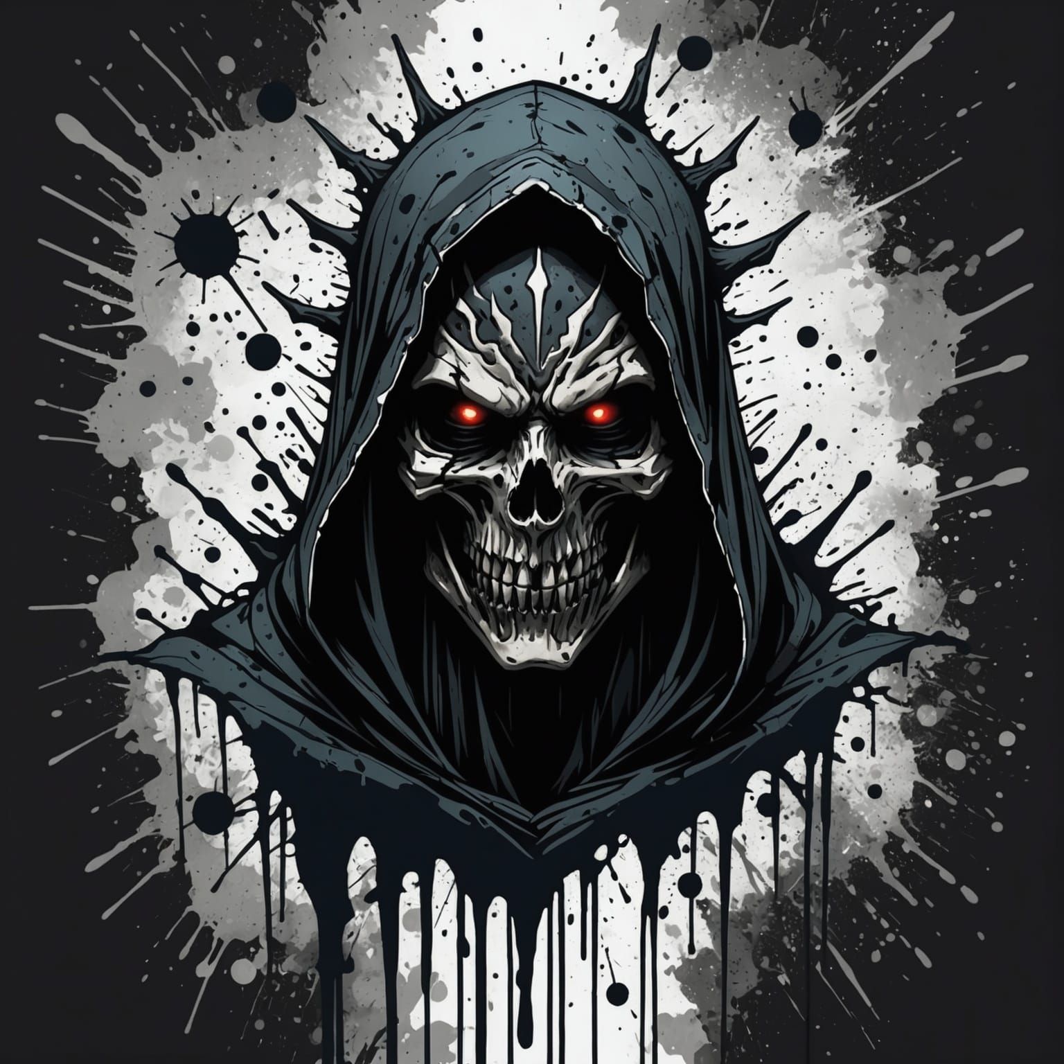 Grimdark Scene in Ink Splatter Style