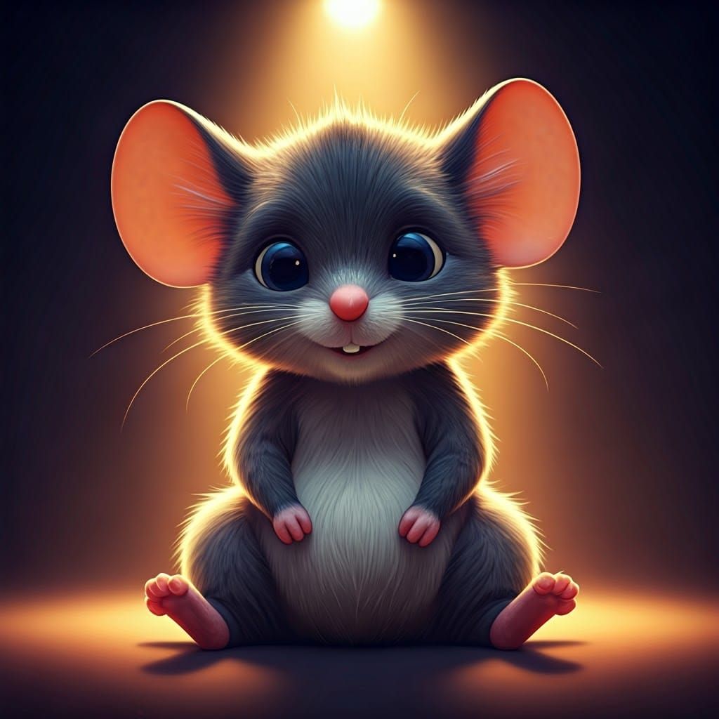 Cute Mouse-Cat Hybrid Baby in Pixar Style