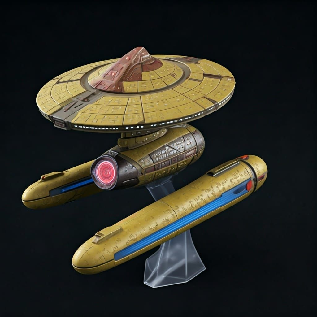 Cardassian-Inspired Starship in Sandy Yellow and Bronze