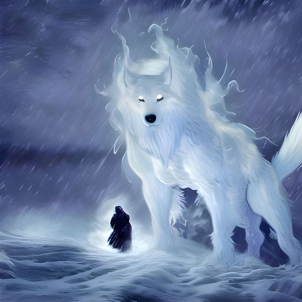 White Wolf Tail: An AI-Generated Minimalist Image