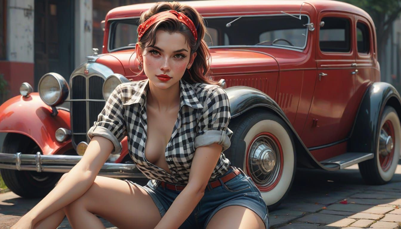 Playful Pinup Girl with Vintage Flair