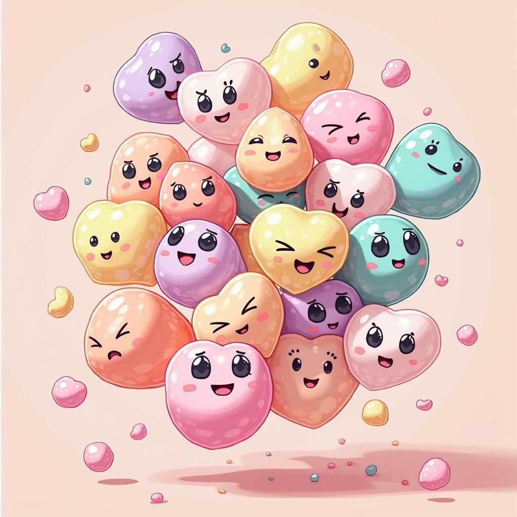 Whimsical Marshmallows in a Vibrant Digital Illustration