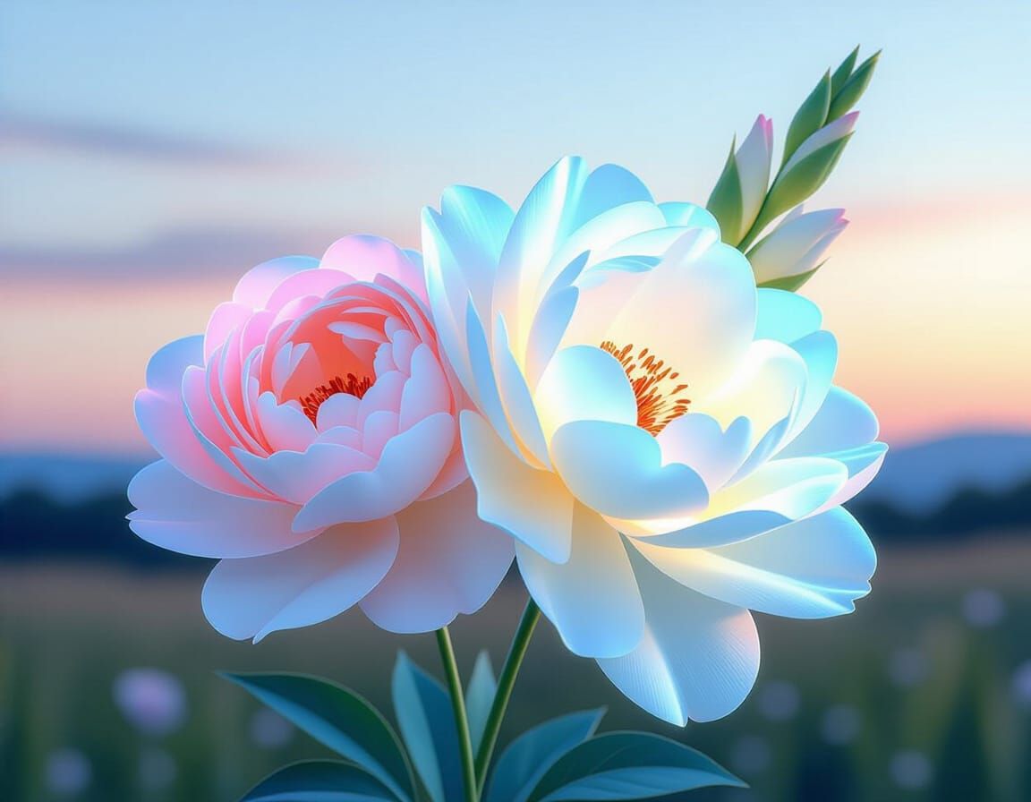 Neon Flowers with Pastel Colors in Dreamy Style