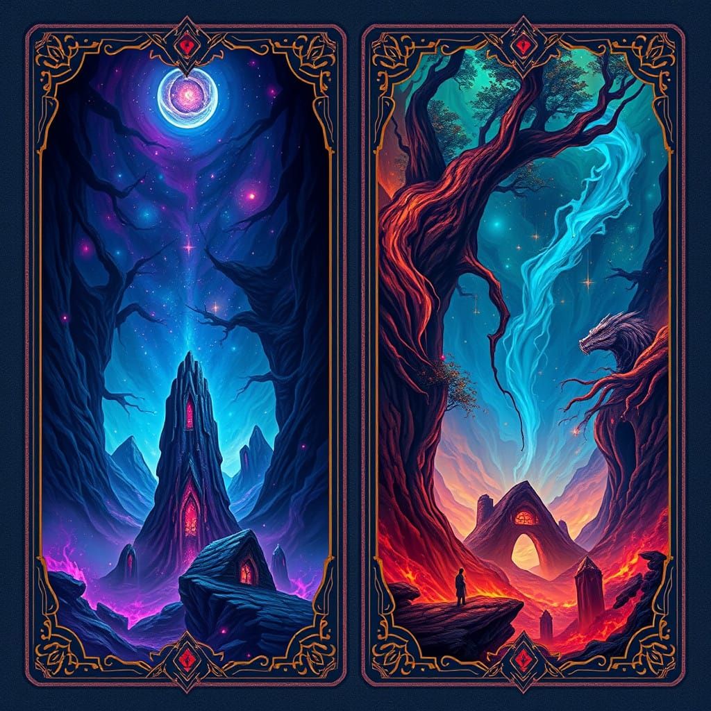 Ethereal Fantasy Card Back Designs in Rich Colors