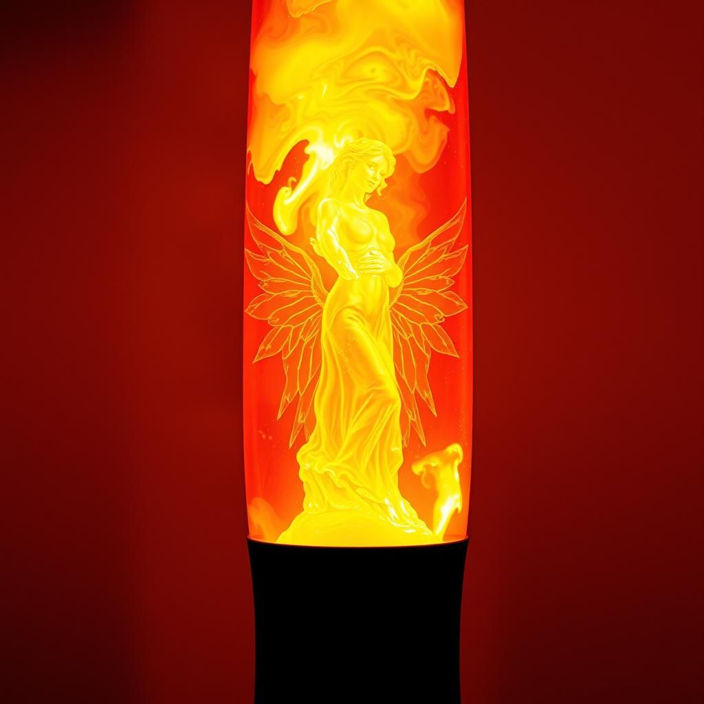 Glowing Lava Lamp Angel in Surreal Style