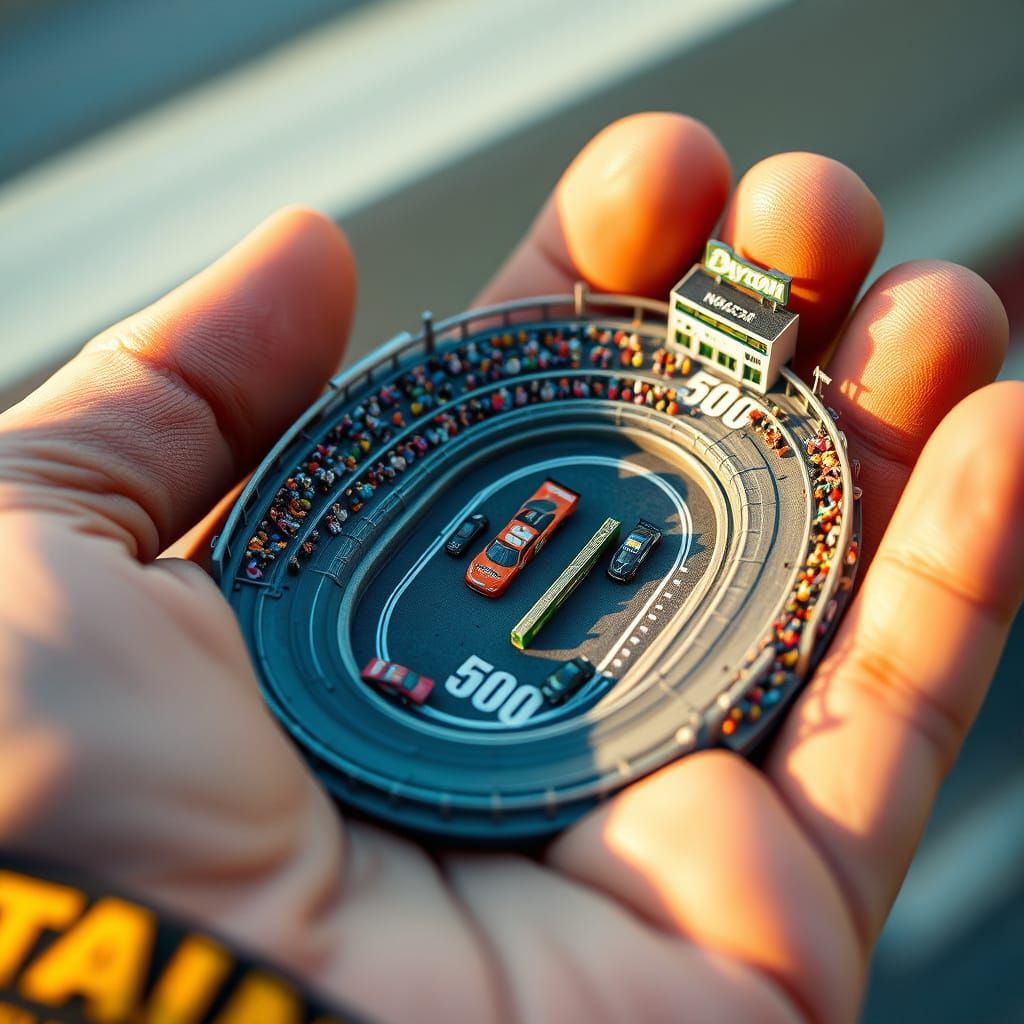 Hyper-Realistic Daytona 500 Miniature in Human Hand