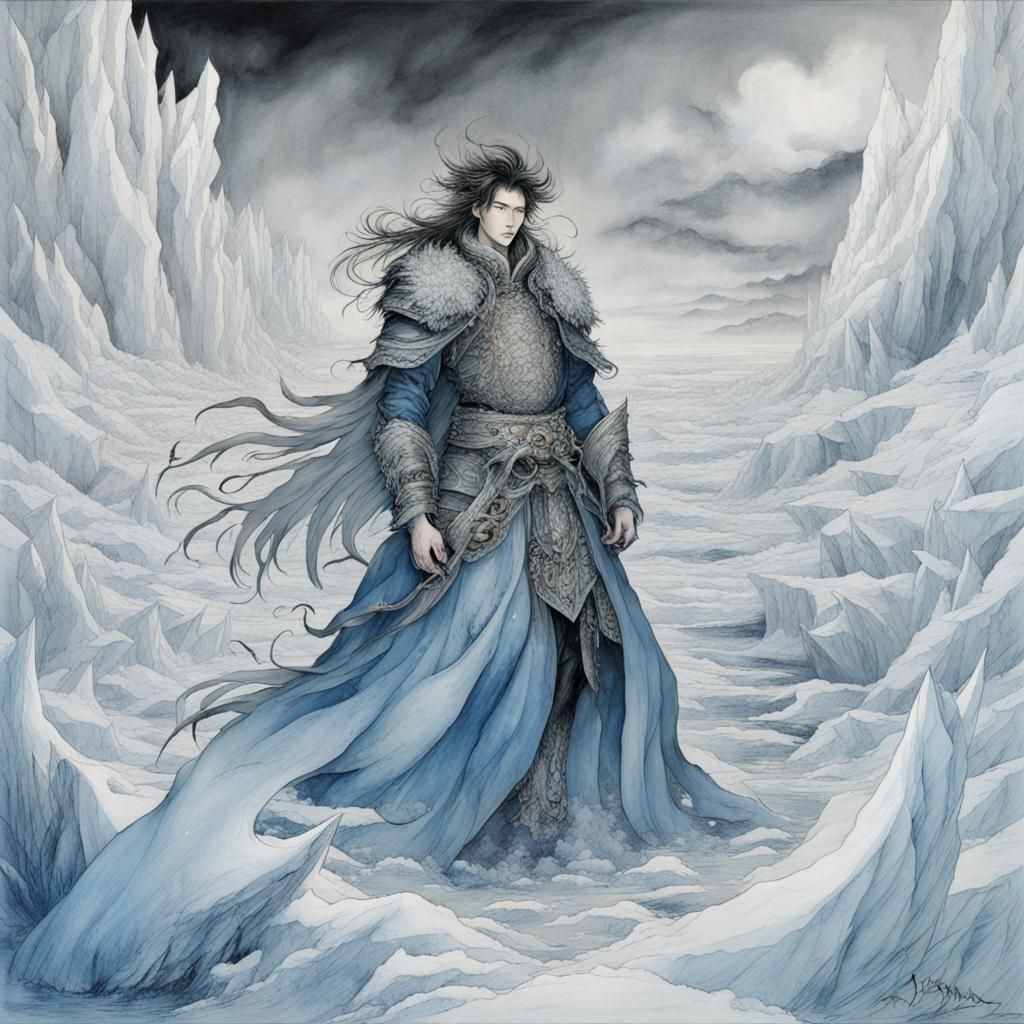 Icy Sea in Yoshitaka Amano Style