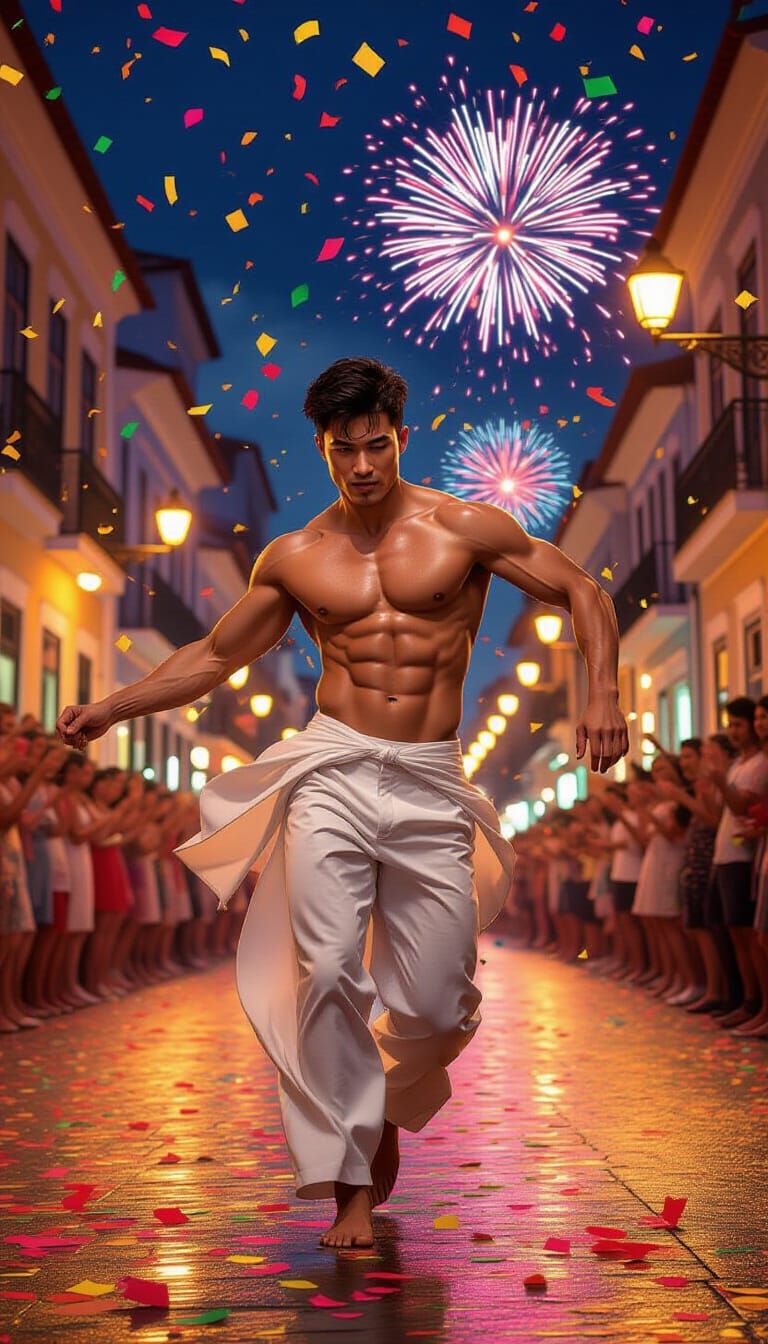 Passionate Samba Dancer in Vibrant Carnival Street