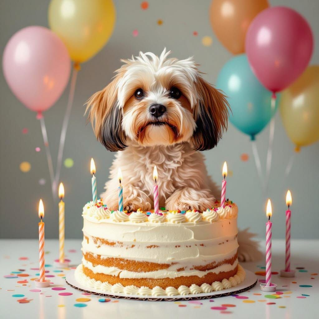 Apricot Havanese Dog Cake Topper, Hyperrealistic Style