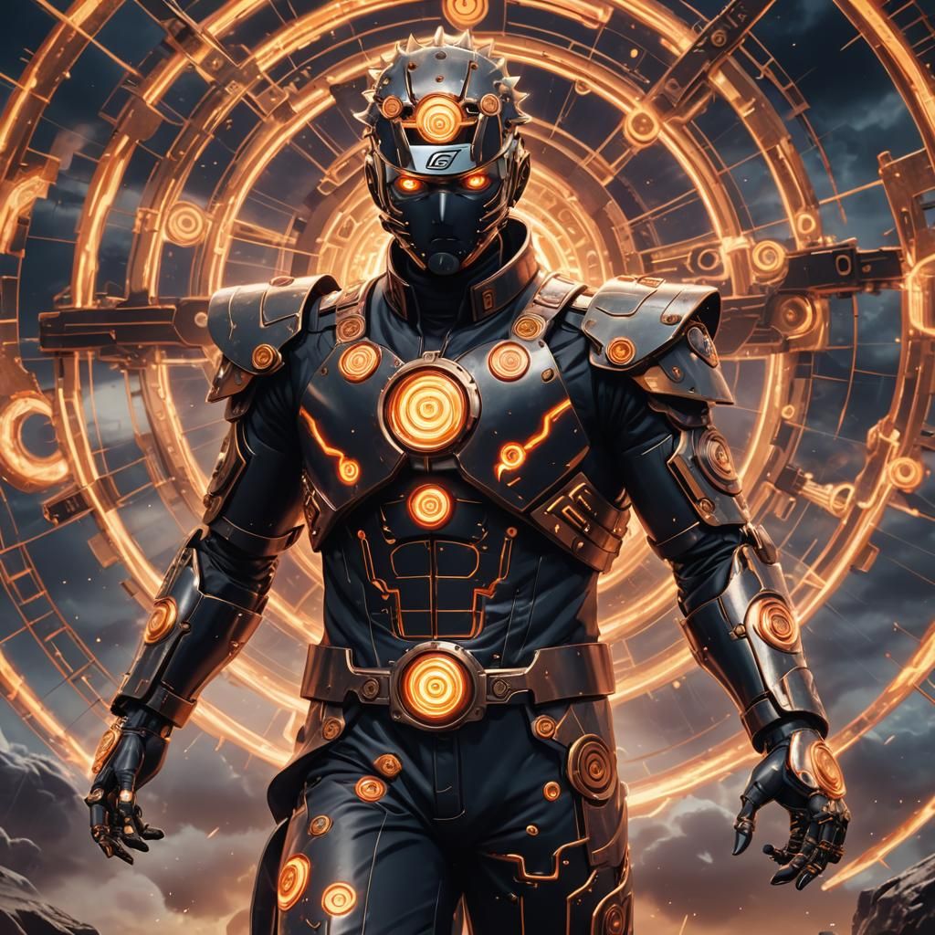 Naruto in Colossal Chakra Suit: Steampunk Anime Art