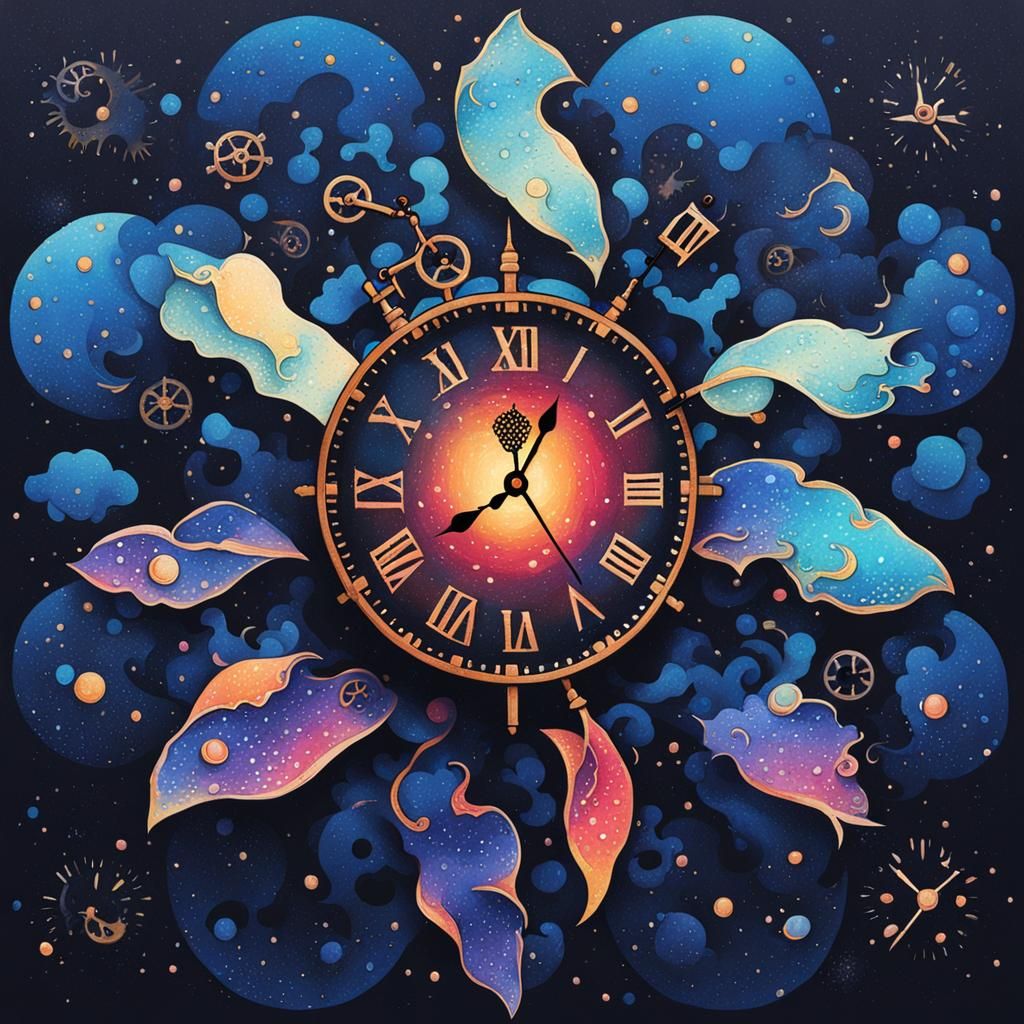 Clockpunk Stipple Art in Gouache Color Gradient