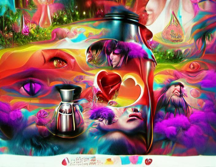 Psychedelic Valentine's Concept Art with Hearts and Tears