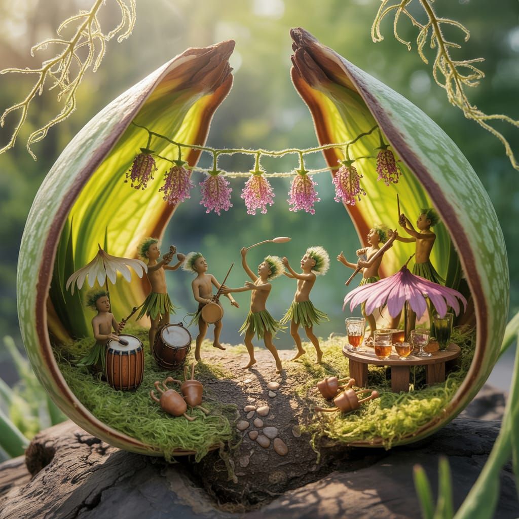 Miniature Spring Festival in Painterly Photorealism