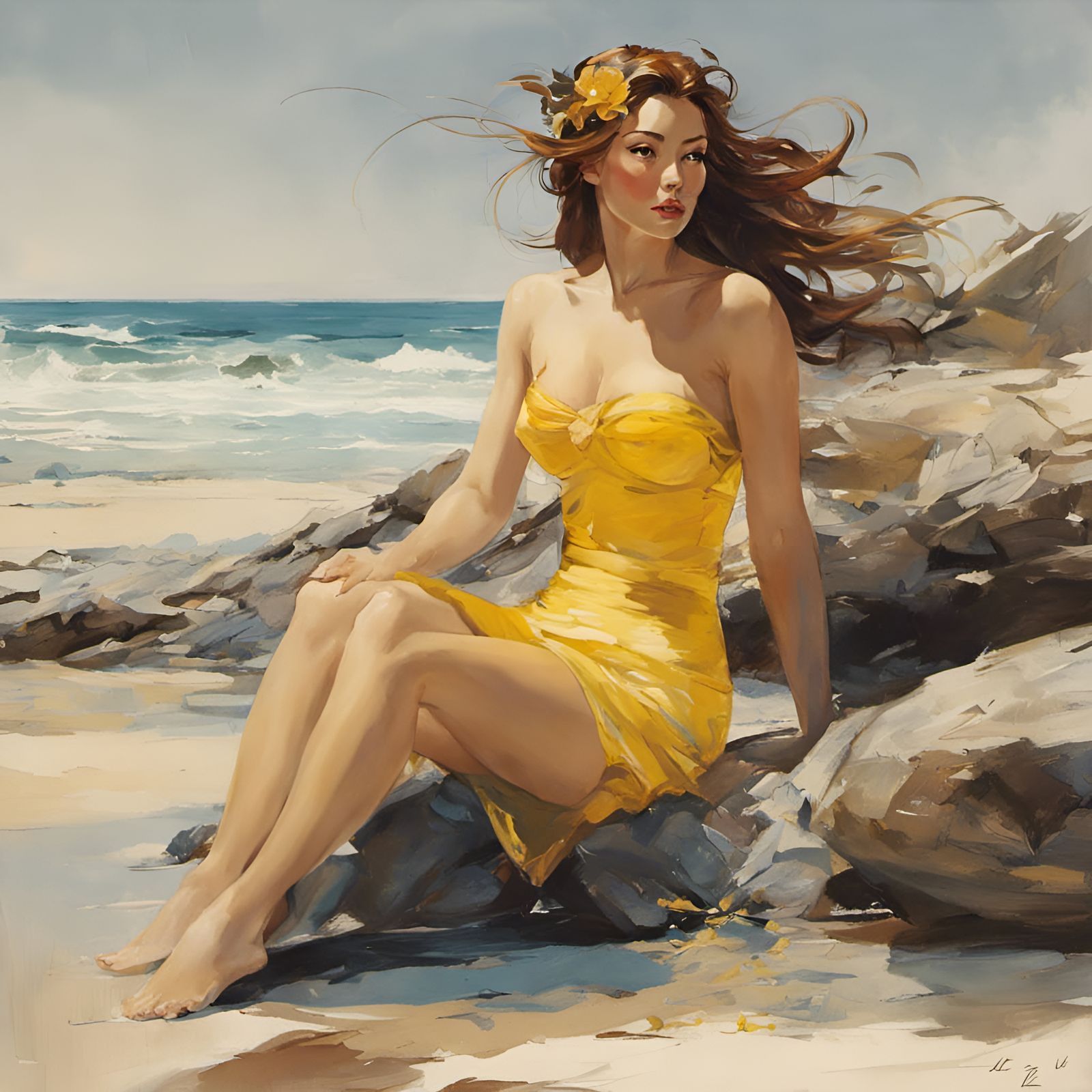 Belle at the Beach, Pin-Up Style
