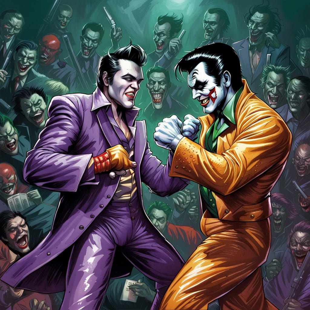 Elvis Presley Versus The Joker: Comic Book Art