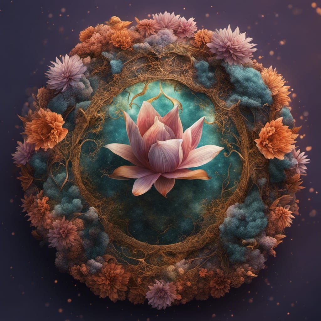 Hyperrealistic Lotus Flower in Fantasy Style