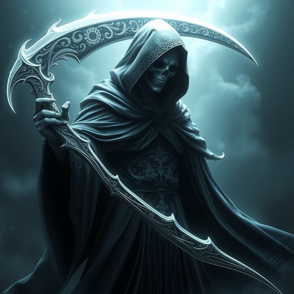Majestic Grim Reaper with Gleaming Scythe