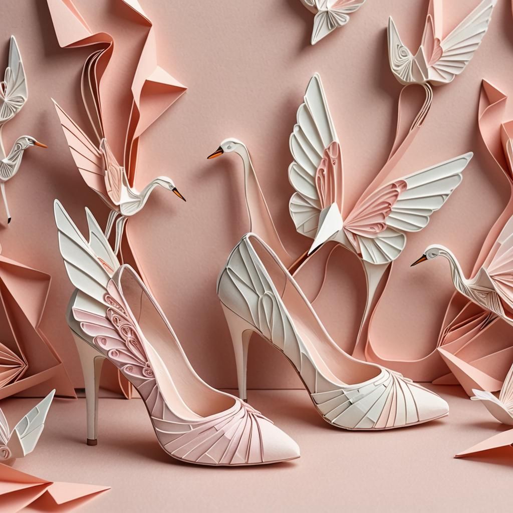 Origami Swan High Heels: Minimalist Paper Art