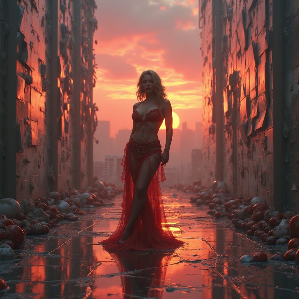 Madonna in Dreamlike Environment, Blending Realism and Fanta...