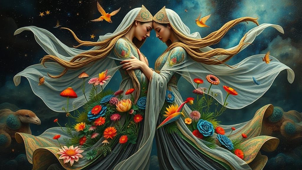 Cosmic Dance of Interconnected Dreamscapes in Vibrant Fantas...