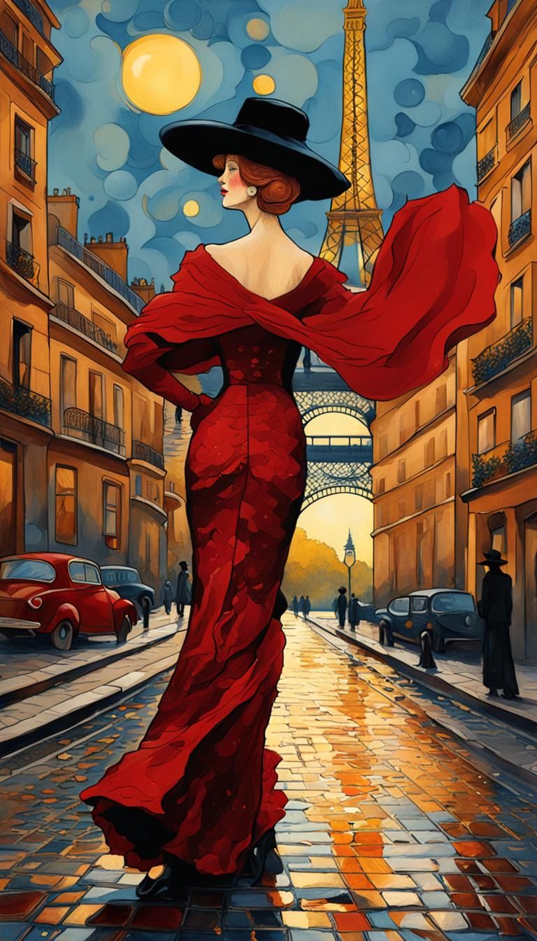 Parisian Woman in Art Nouveau Style