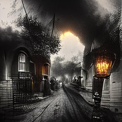 Night Scene of a Dark Victorian Street