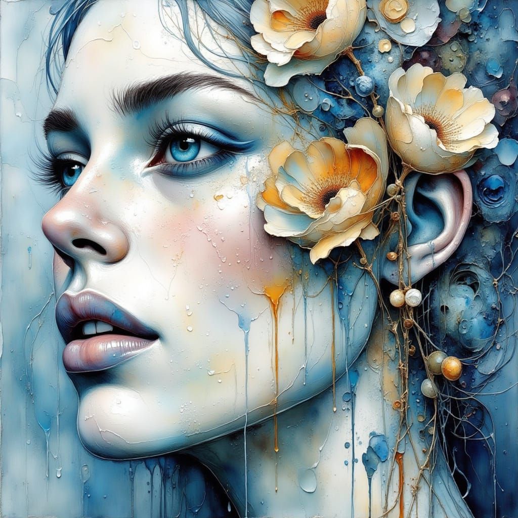 Abstract Painting with Impasto and Watercolor Techniques