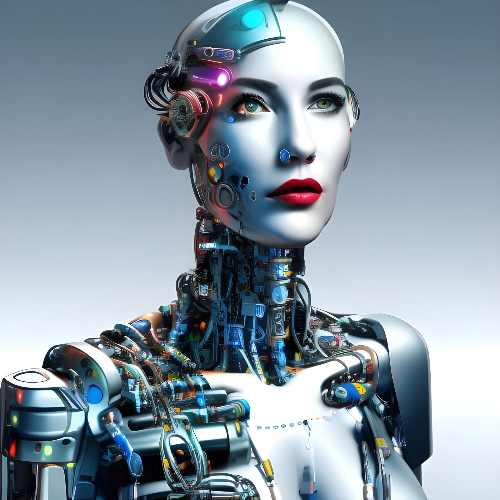 Hyper-Realistic Cyborg in Cyberpunk Style