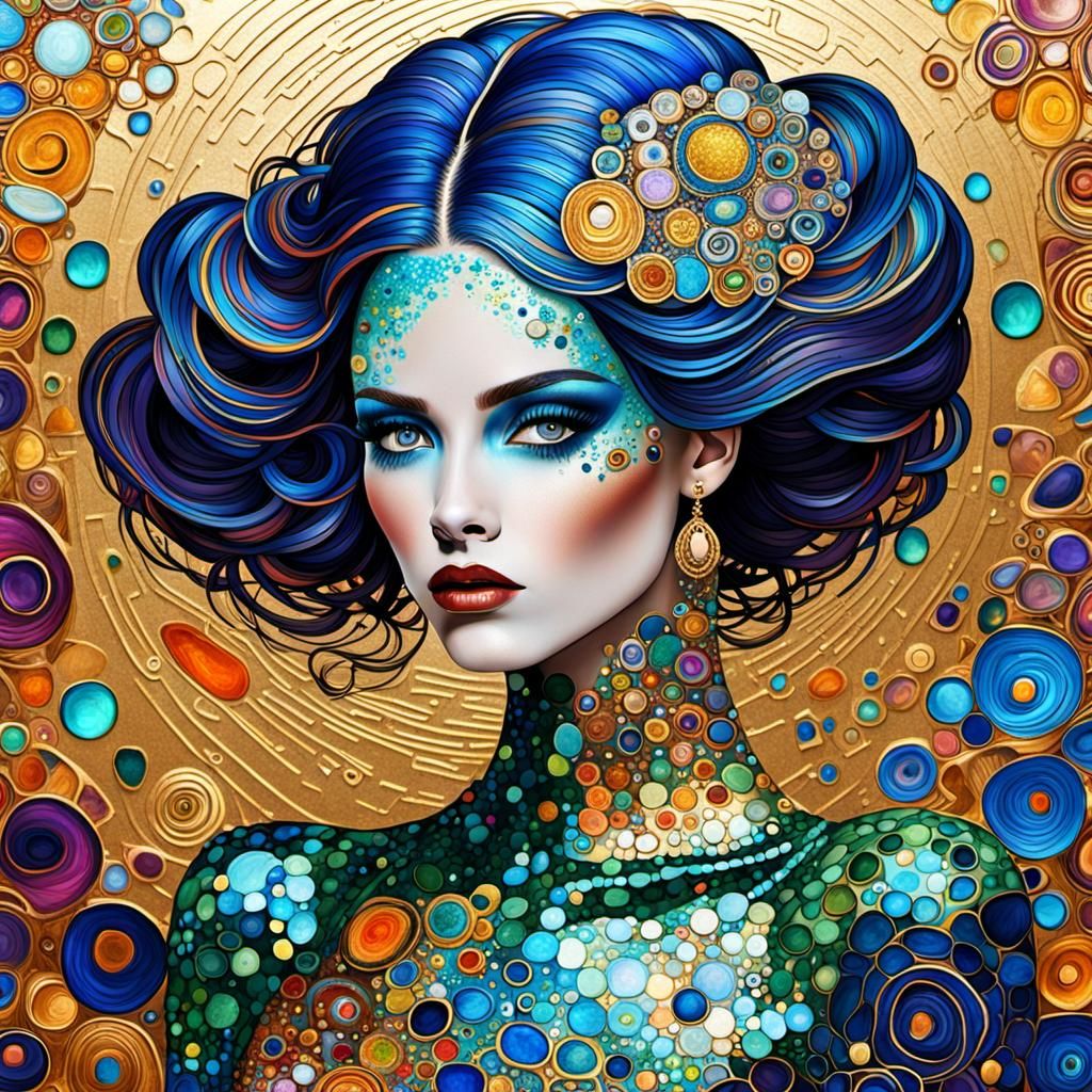 Glamorous Supermodel in Gustav Klimt Style