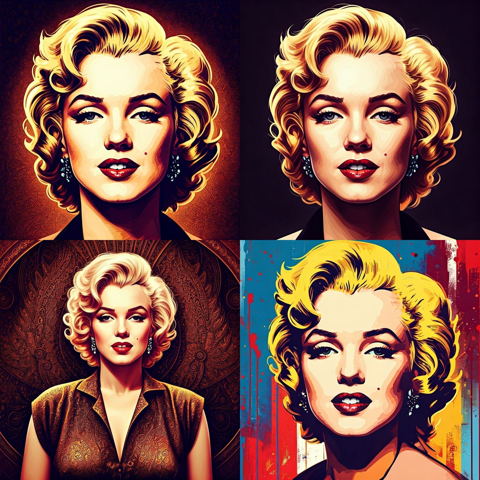 Marilyn Monroe Pop Art Painting in Warhol Style