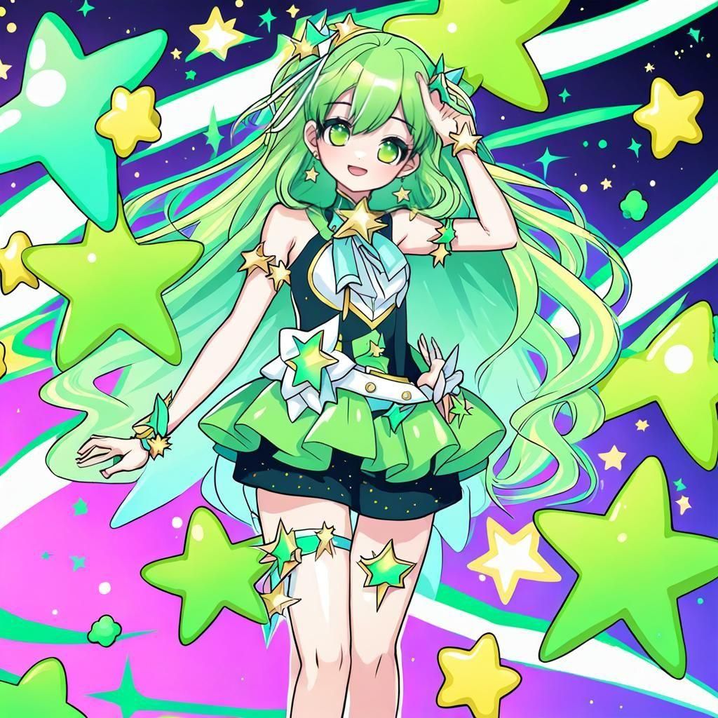 Green Celestial Popstar AI Art
