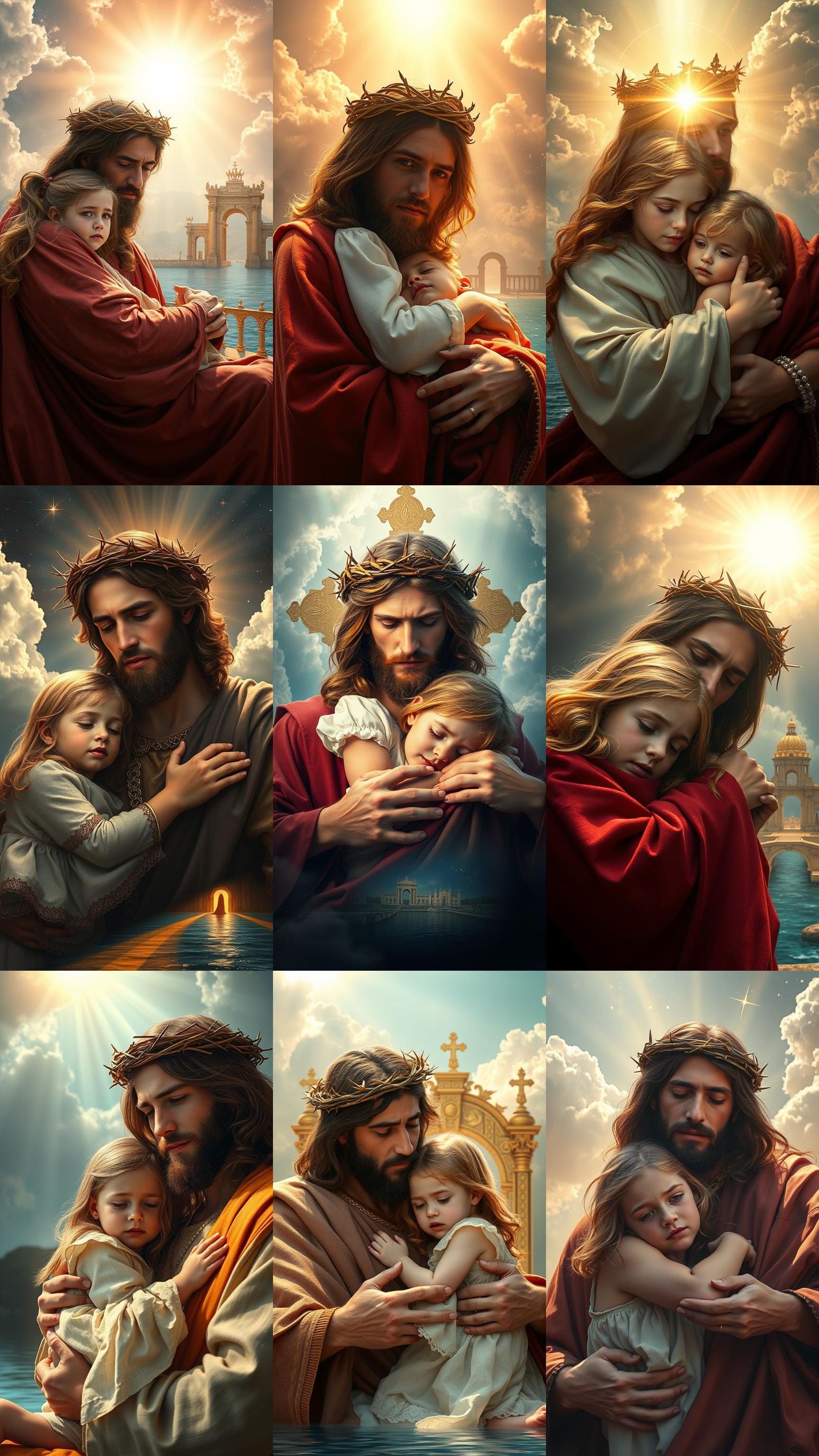 Little Girl in Jesus' Arms: Cosmic Digital Art
