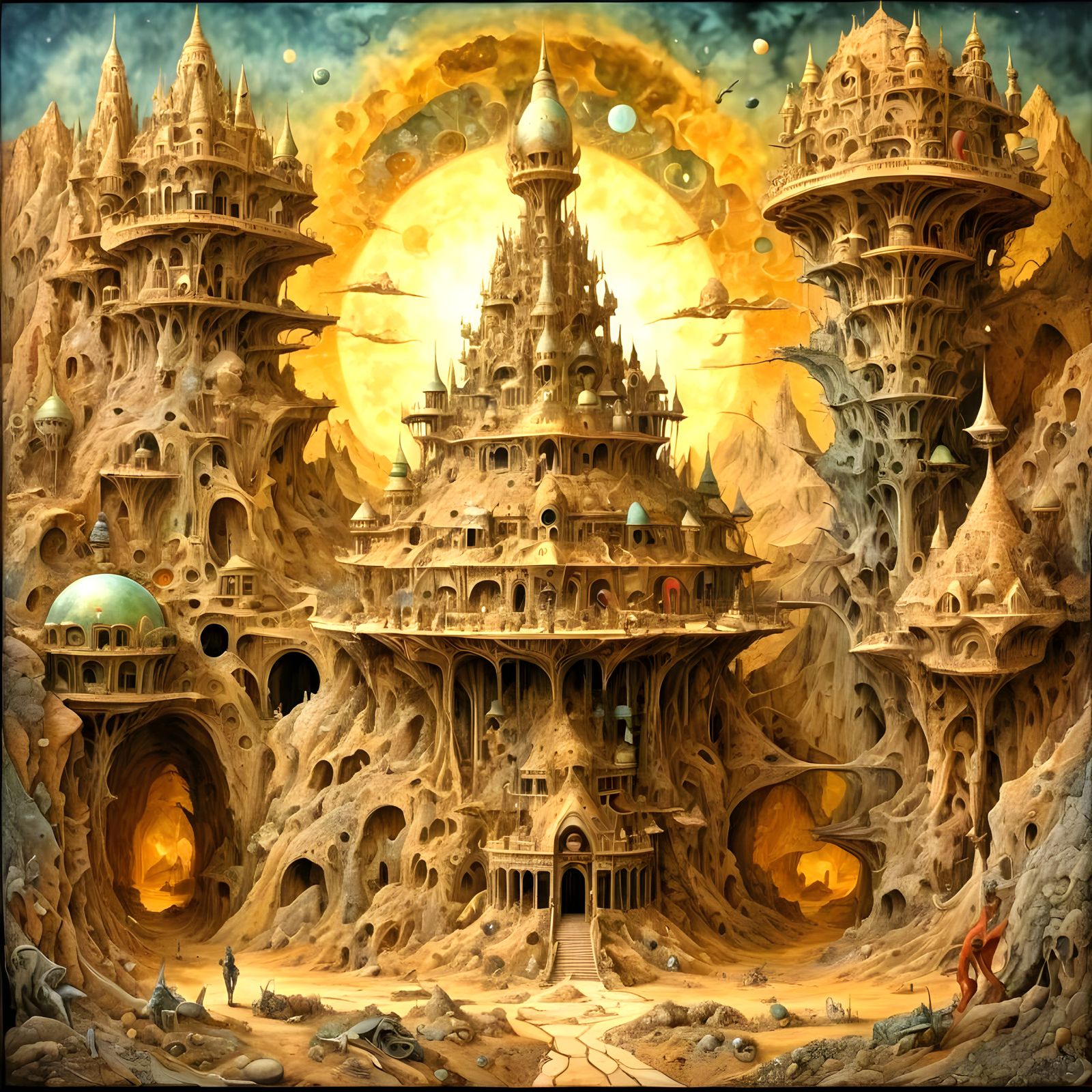 Surreal Wasteland Dream in Mixed Media