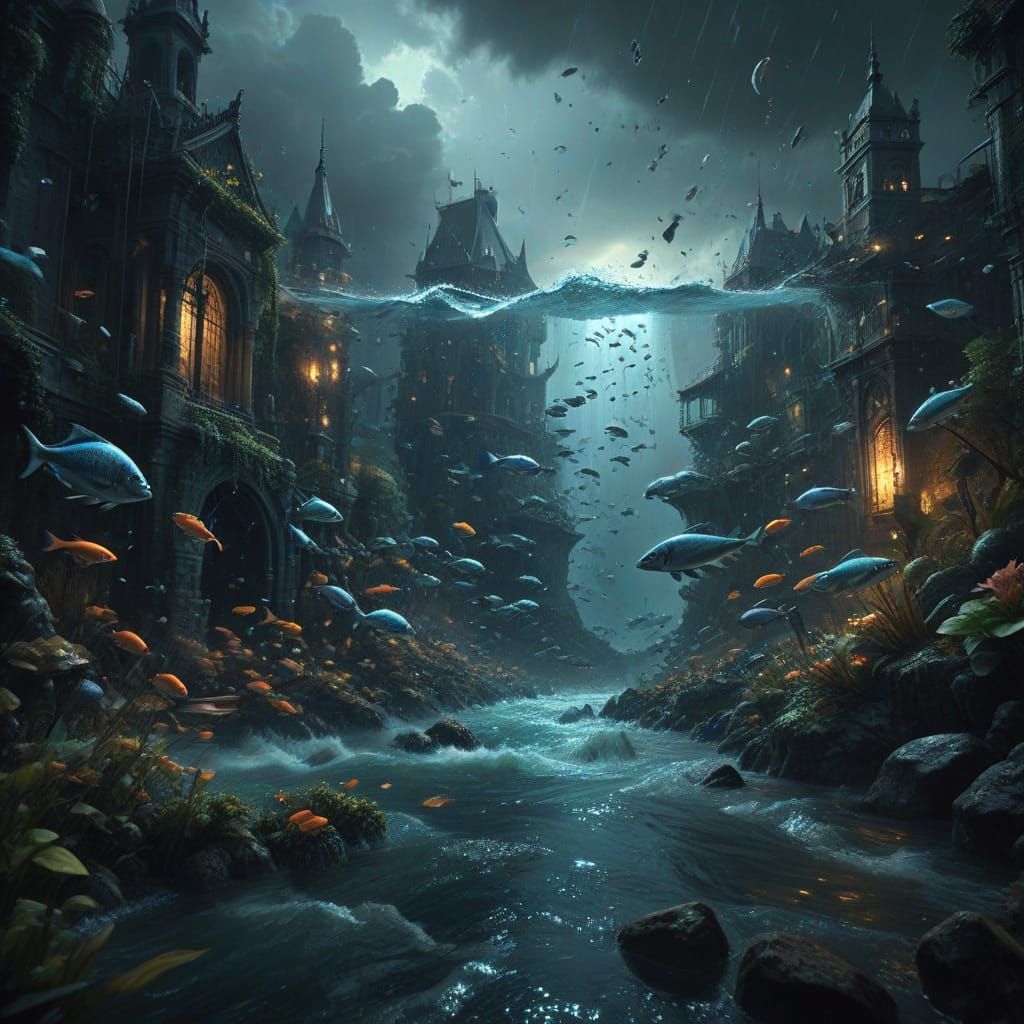 Epic Waters Swarmed with Fish and Life in Digital Matte Pain...