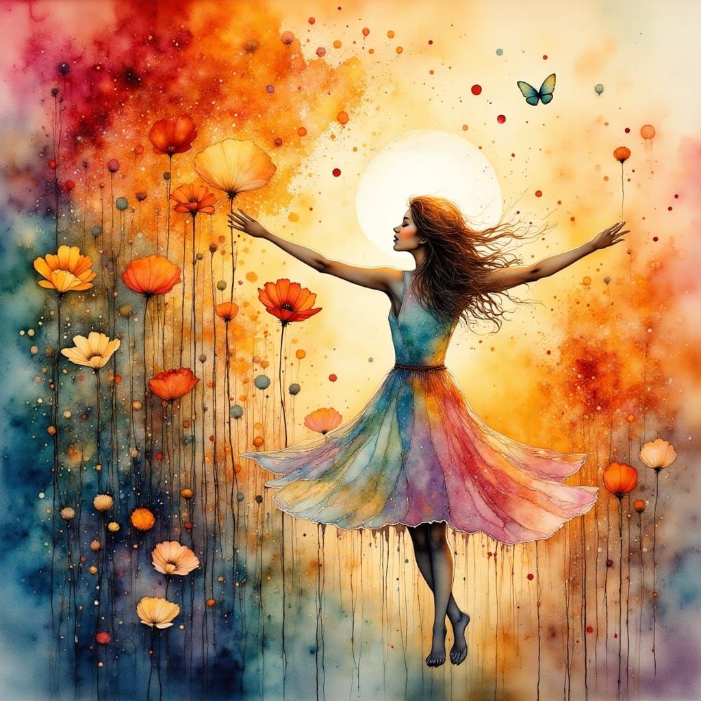 Joyful Celebration of Life in Expressive Watercolor