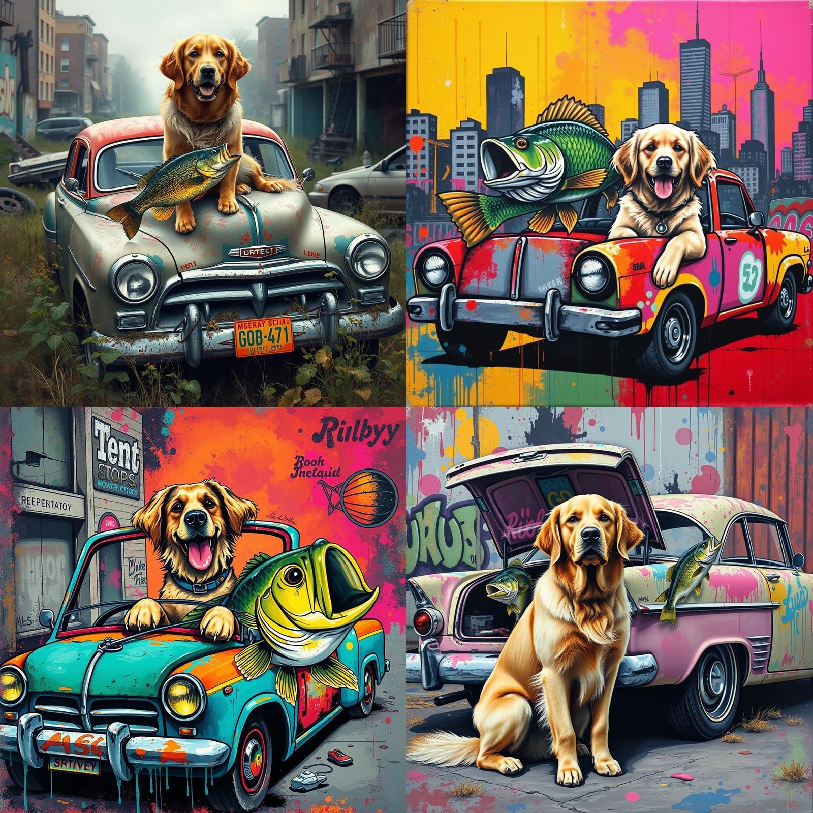 Graffiti Art: Bass Fish, Retriever, Jalopy Fusion